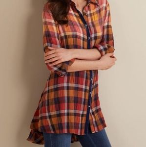 Soft Surroundings 'Artist Shirt' Plaid Tunic